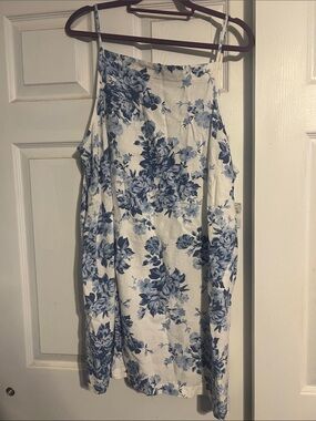 Old Navy White Mini Skirt with Blue Floral Print